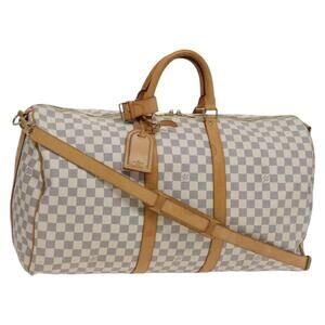 LOUIS VUITTON Damier Azur Keepall Bandouliere 55 Boston Bag N41429